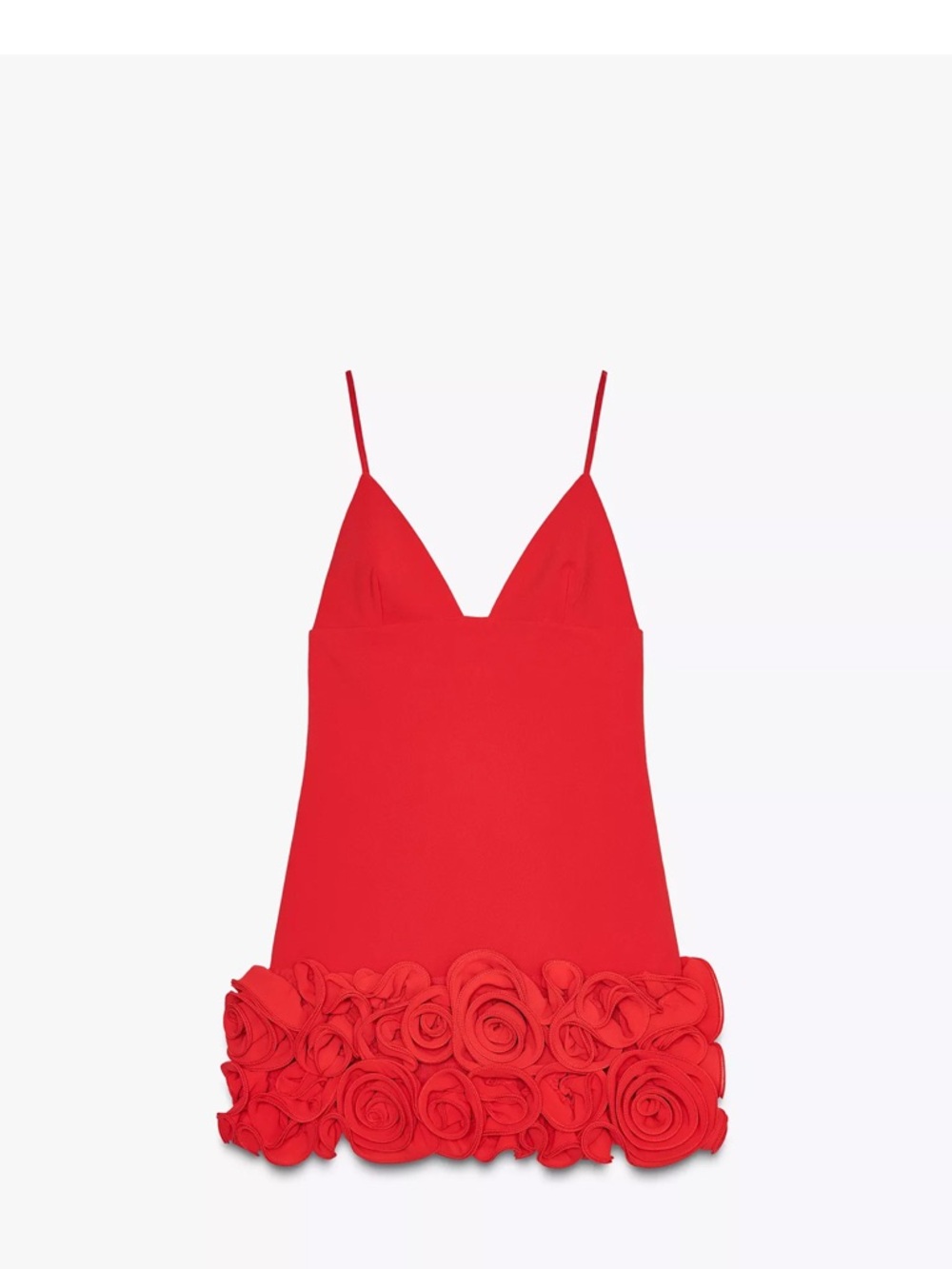 Zara Red Spaghetti-Strap Mini Dress with Rosette Trim